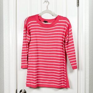 Talbots Striped Sweater Women’s Small Pink White Pullover Knit Long Sleeve